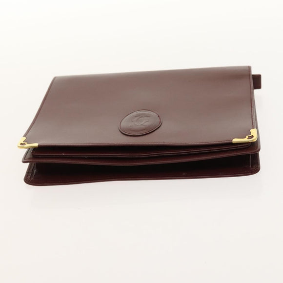 CARTIER Must Line Chain Bag Leather 2Set Bordeaux Auth ac3876