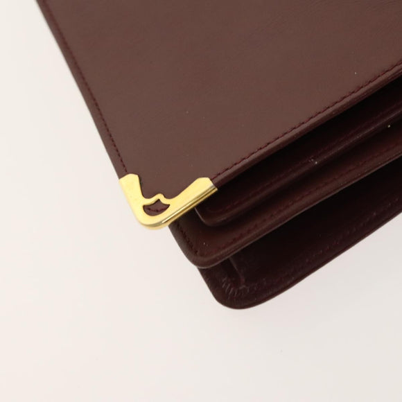 CARTIER Must Line Chain Bag Leather 2Set Bordeaux Auth ac3876