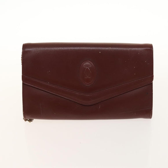 CARTIER Must Line Chain Bag Leather 2 Set Bordeaux Auth ac3876