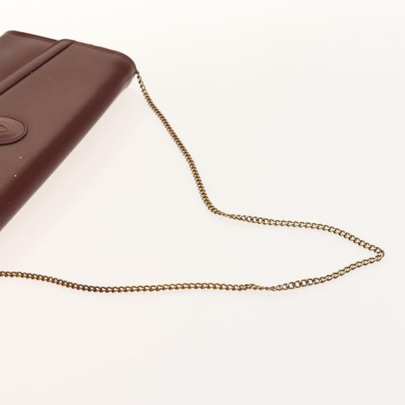 CARTIER Must Line Chain Bag Leather 2Set Bordeaux Auth ac3876