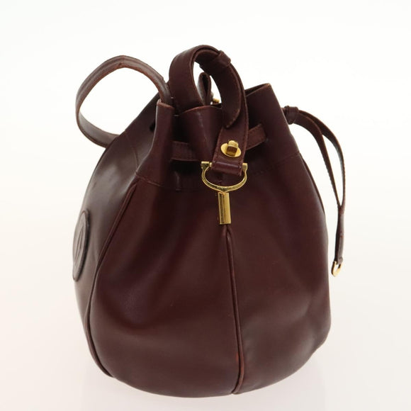 CARTIER Must Line Shoulder Bag Leather 2Set Bordeaux Auth ac3877