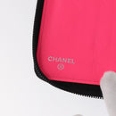 CHANEL Cambon Line Long Wallet Calf Skin Black Silver CC Auth ac3882-18