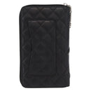 CHANEL Cambon Line Long Wallet Calf Skin Black Silver CC Auth ac3882-2