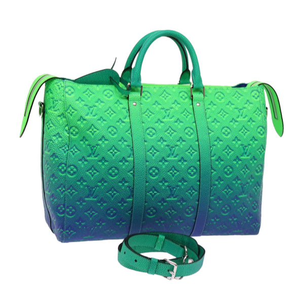 LOUIS VUITTON Monogram Illusion Keepall Tote Bag Neon Green M59688 Auth ai669SM