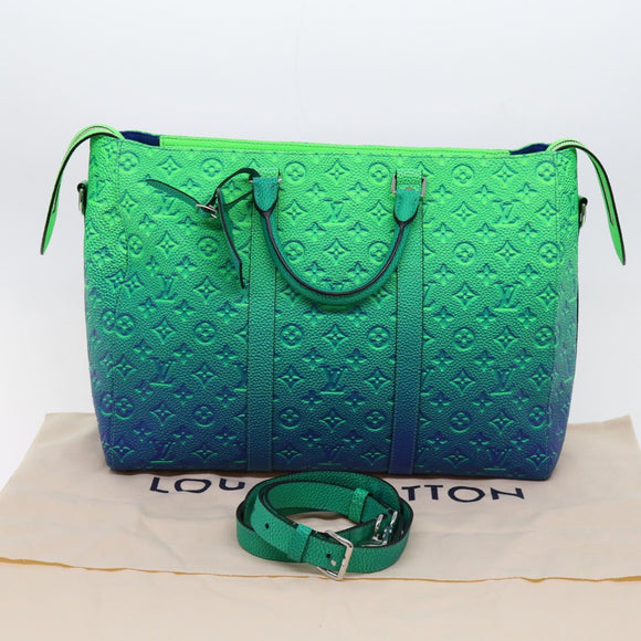 LOUIS VUITTON Monogram Illusion Keepall Tote Bag Neon Green M59688 Auth ai669SM