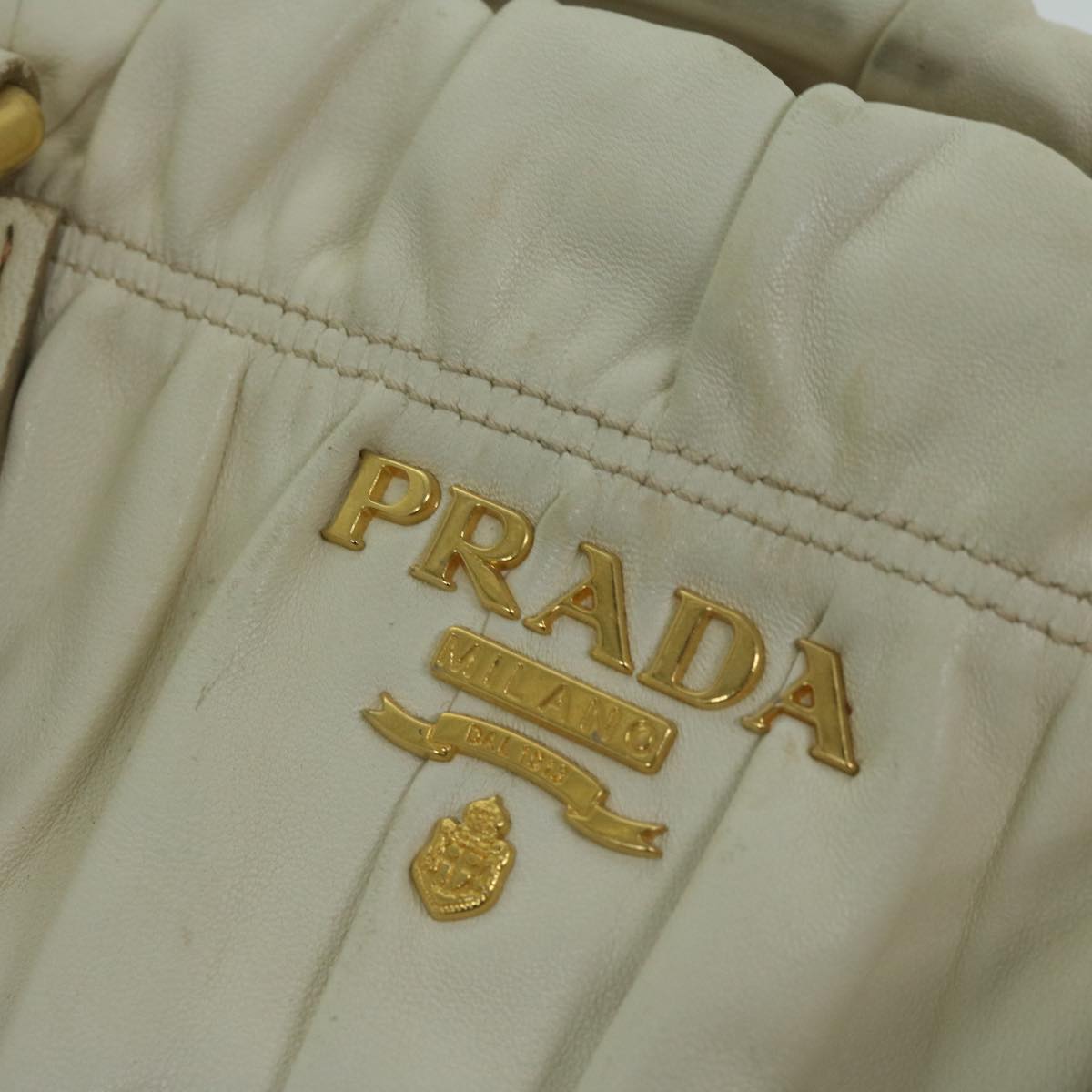 PRADA Hand Bag Leather 2way White Auth ai753
