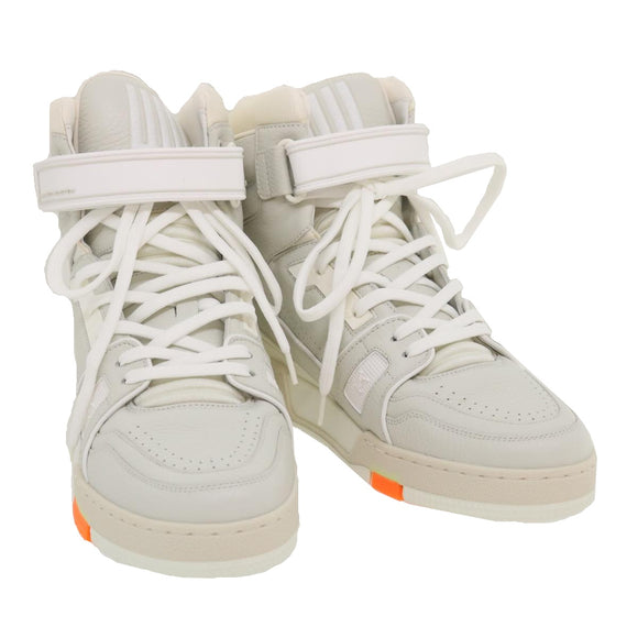 LOUIS VUITTON Trainer sneakers Leather High cut White 1A5A0D LV Auth ak173AM