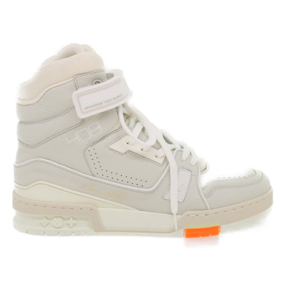 LOUIS VUITTON Trainer sneakers Leather High cut White 1A5A0D LV Auth ak173AM
