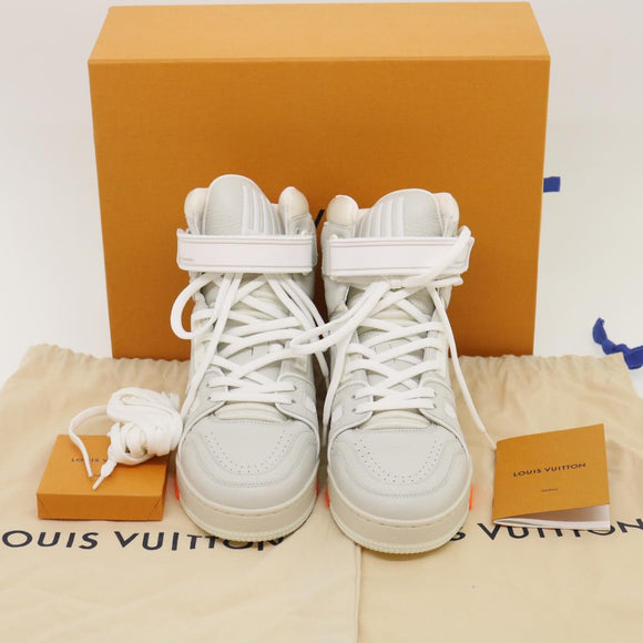 LOUIS VUITTON Trainer sneakers Leather High cut White 1A5A0D LV Auth ak173AM