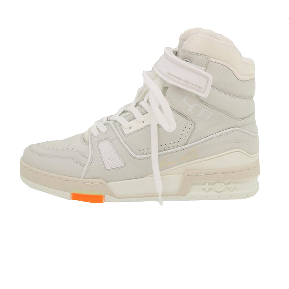 LOUIS VUITTON Trainer sneakers Leather High cut White 1A5A0D LV Auth ak173AM