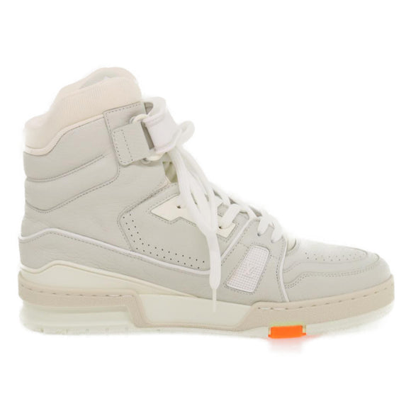 LOUIS VUITTON Trainer sneakers Leather High cut White 1A5A0D LV Auth ak173AM