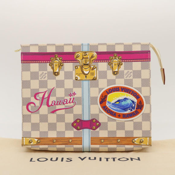 LOUIS VUITTON Damier Azur Poche Toilette 26 Beutel M41438 LV Auth ak181SAM