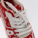 LOUIS VUITTON LV Rainer Line Fabric Sneakers Red LD0233 LV Auth ak217SM-14