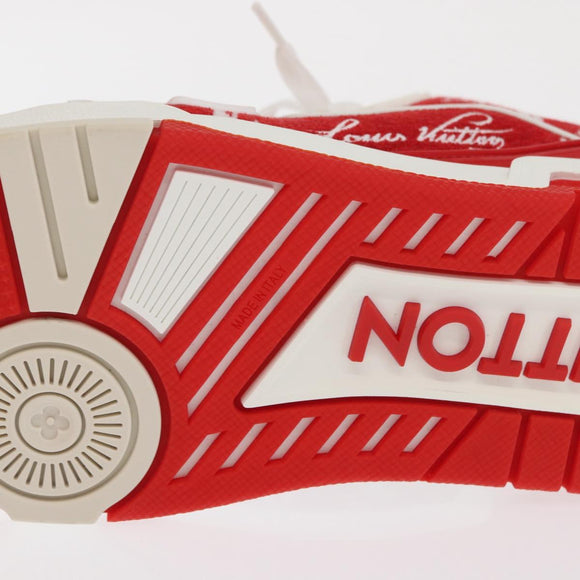 LOUIS VUITTON LV Rainer Line Fabric Sneakers Red LD0233 LV Auth ak217SM