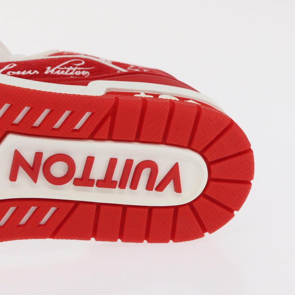 LOUIS VUITTON LV Rainer Line Fabric Sneakers Red LD0233 LV Auth ak217SM