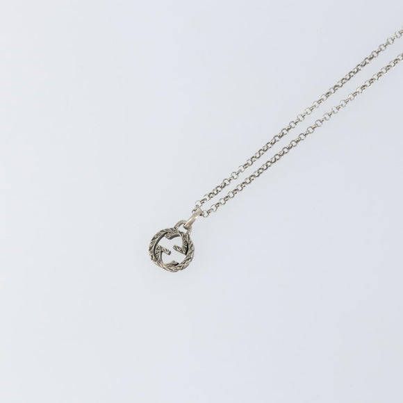 GUCCI GG Arabesque Interlocking Necklace Ag925 Silver Auth am10006