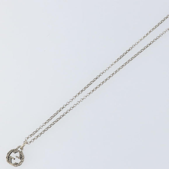 GUCCI GG Arabesque Interlocking Necklace Ag925 Silver Auth am10006