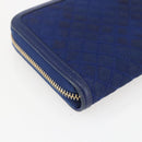 PRADA Wallet Leather Nylon Blue Gold Auth am10008-11