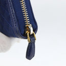 PRADA Wallet Leather Nylon Blue Gold Auth am10008-12