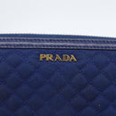PRADA Wallet Leather Nylon Blue Gold Auth am10008-13