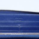 PRADA Wallet Leather Nylon Blue Gold Auth am10008-15