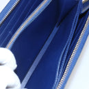 PRADA Wallet Leather Nylon Blue Gold Auth am10008-20