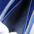 PRADA Wallet Leather Nylon Blue Gold Auth am10008-21