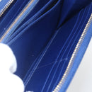 PRADA Wallet Leather Nylon Blue Gold Auth am10008-22