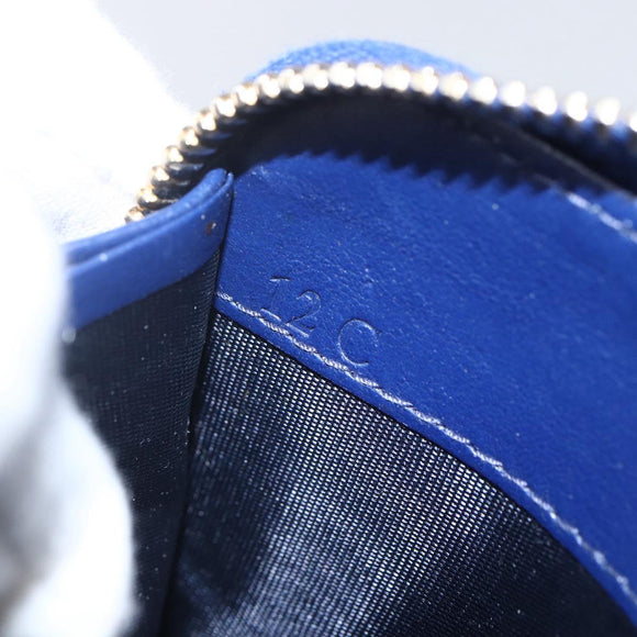 PRADA Wallet Leather Nylon Blue Gold Auth am10008