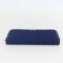 PRADA Wallet Leather Nylon Blue Gold Auth am10008-7
