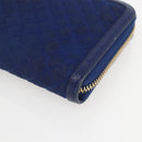 PRADA Wallet Leather Nylon Blue Gold Auth am10008-8
