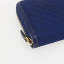 PRADA Wallet Leather Nylon Blue Gold Auth am10008-9