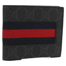 GUCCI GG Supreme Sherry Line Wallet PVC Black Navy 408826 Auth am10010V-1