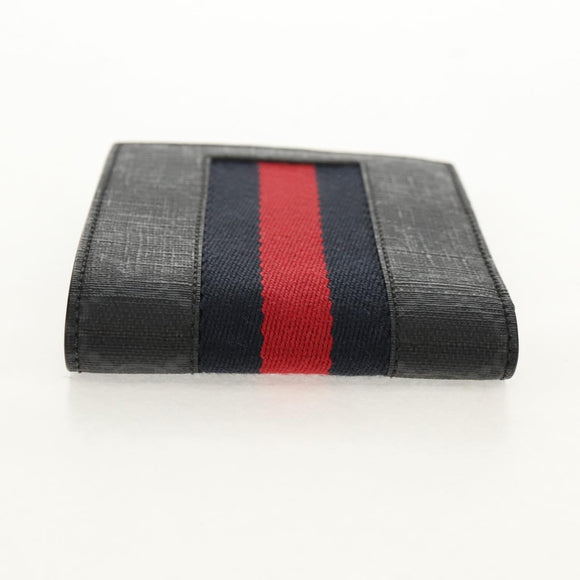 GUCCI GG Supreme Sherry Line Wallet PVC Black Navy 408826 Auth am10010V