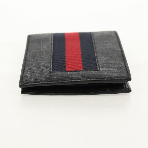GUCCI GG Supreme Sherry Line Wallet PVC Black Navy 408826 Auth am10010V