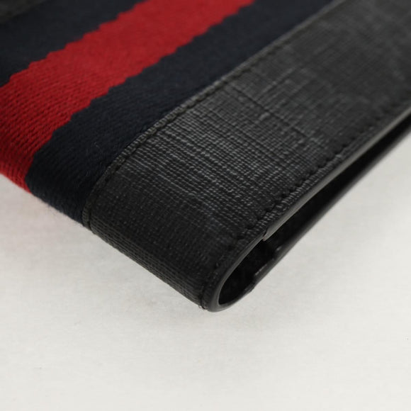 GUCCI GG Supreme Sherry Line Wallet PVC Black Navy 408826 Auth am10010V