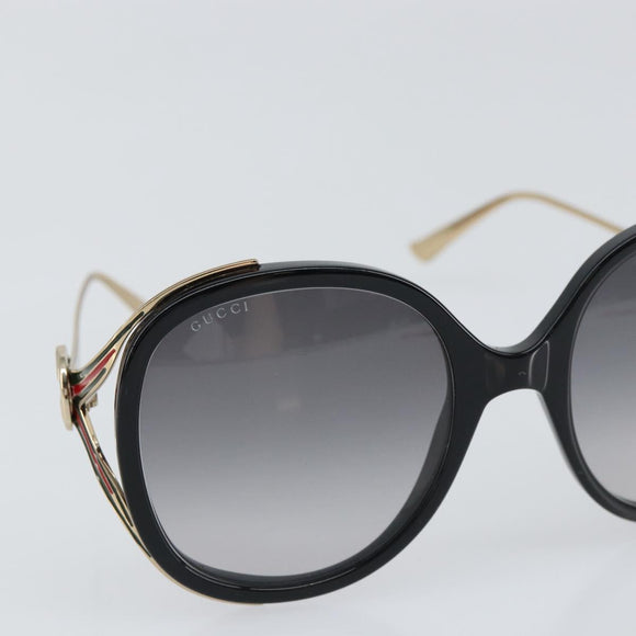 GUCCI Interlocking Web Sherry Linen Sunglasses metal Gold Tone Auth am10012V