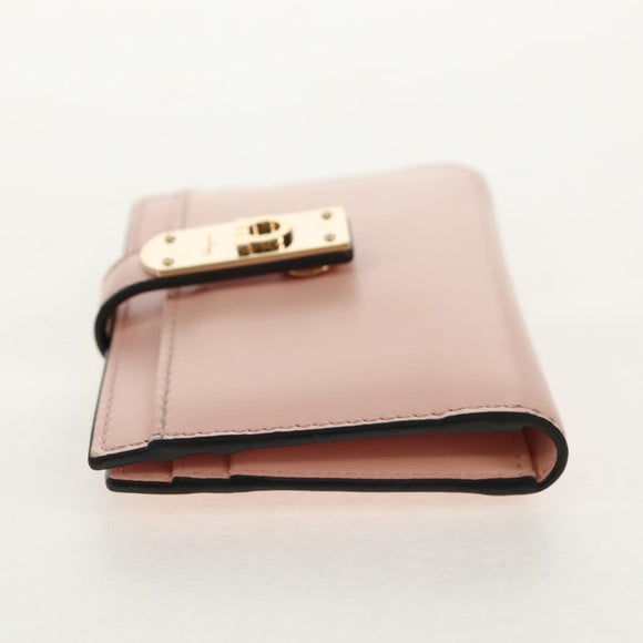 Salvatore Ferragamo Gancini Card Case Leather Pink Gold Auth am10013V