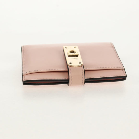 Salvatore Ferragamo Gancini Card Case Leather Pink Gold Auth am10013V