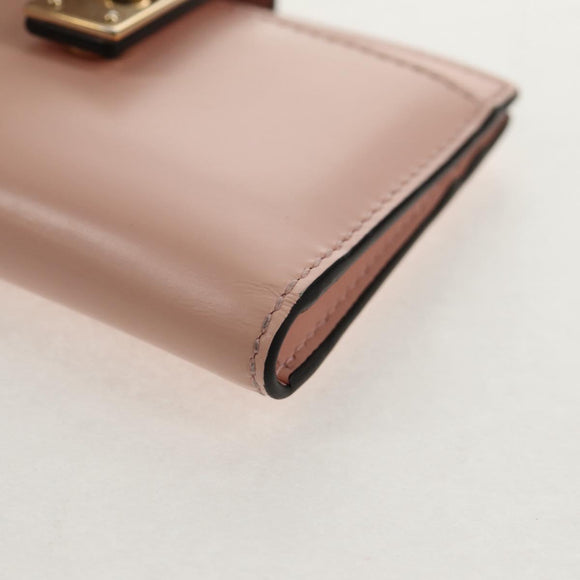 Salvatore Ferragamo Gancini Card Case Leather Pink Gold Auth am10013V