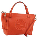 GUCCI Soho Hand Bag Leather 2way Orange Gold 369176 Auth am10017V-1