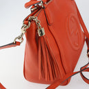 GUCCI Soho Hand Bag Leather 2way Orange Gold 369176 Auth am10017V-16