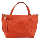 GUCCI Soho Hand Bag Leather 2way Orange Gold 369176 Auth am10017V-2