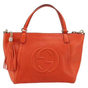 GUCCI Soho Hand Bag Leather 2way Orange Gold 369176 Auth am10017V - 0