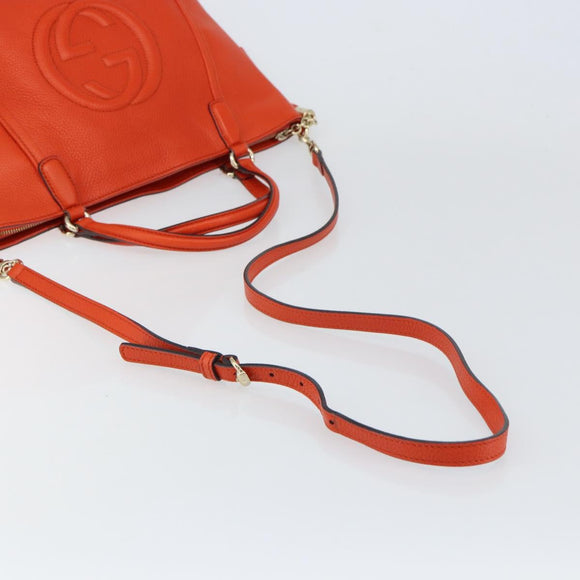 GUCCI Soho Hand Bag Leather 2way Orange Gold 369176 Auth am10017V
