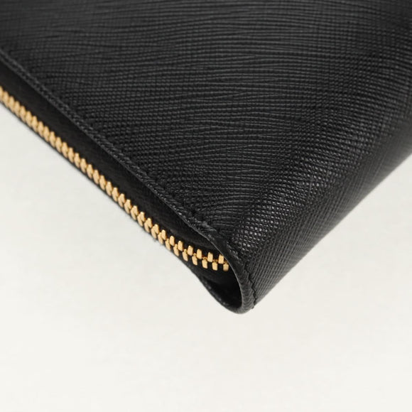 PRADA Shoulder Bag Safiano leather Black Gold Auth am10022V