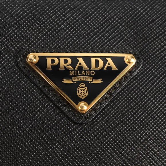 PRADA Shoulder Bag Safiano leather Black Gold Auth am10022V