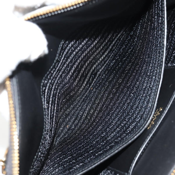 PRADA Shoulder Bag Safiano leather Black Gold Auth am10022V