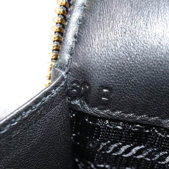 PRADA Shoulder Bag Safiano leather Black Gold Auth am10022V