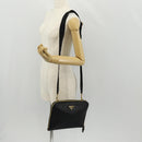 PRADA Shoulder Bag Safiano leather Black Gold Auth am10022V-26